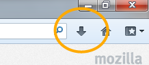 A screenshot of the new downloads button in the Firefox toolbar