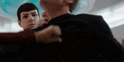 Spock taking out Kirk with the Vulcan nerve pinch thing.